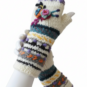 Traditional Nepalese Fingerless Wool Gloves | Hand-Knitted & Warm for Winter