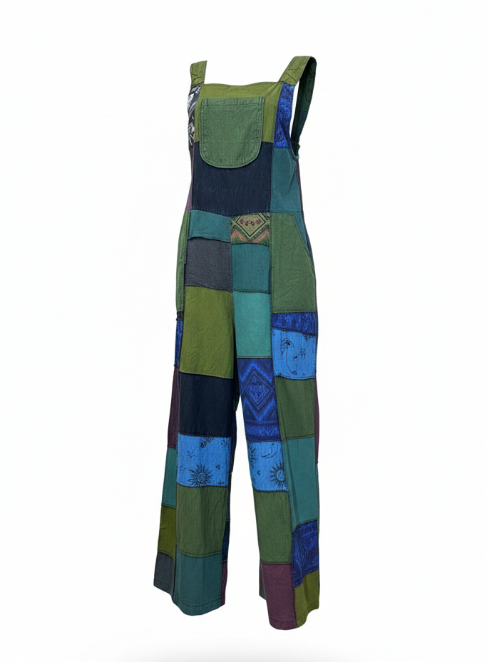 Festival Hippie Patchwork Overall – Cotton Boho Dungarees | Handmade in Nepal