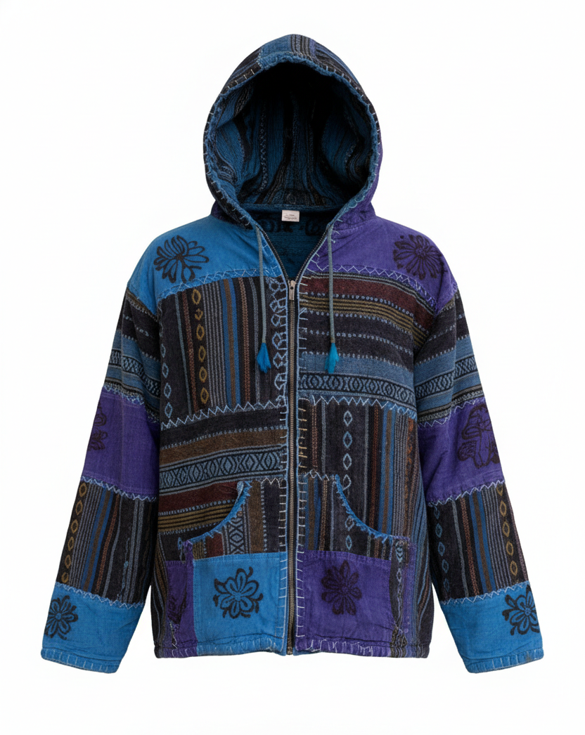 Hippie Patchwork Gheri Cotton Jacket Handmade in Nepal