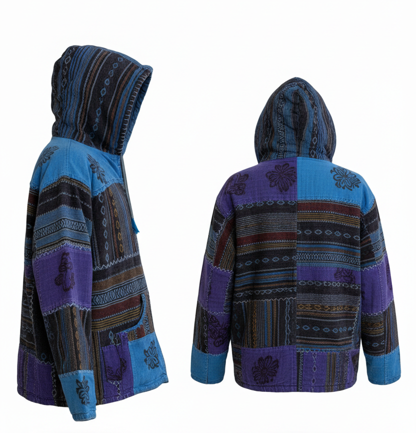 Hippie Patchwork Gheri Cotton Jacket Handmade in Nepal