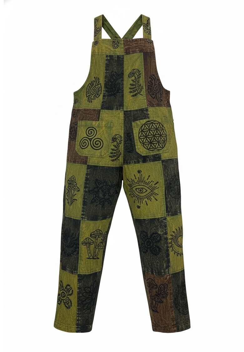 Bohemian Patchwork Cotton Dungarees – Handmade Hippie Festival Overalls | Wholesale