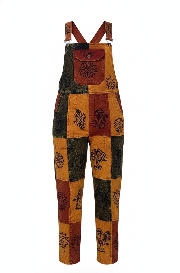 Festival Ready Hippie Patchwork Overalls – Handmade Boho Cotton Dungarees | Wholesale