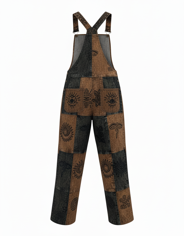 Eco-Friendly Cotton Patchwork Dungarees – Handmade Hippie Festival Overalls | Nepal