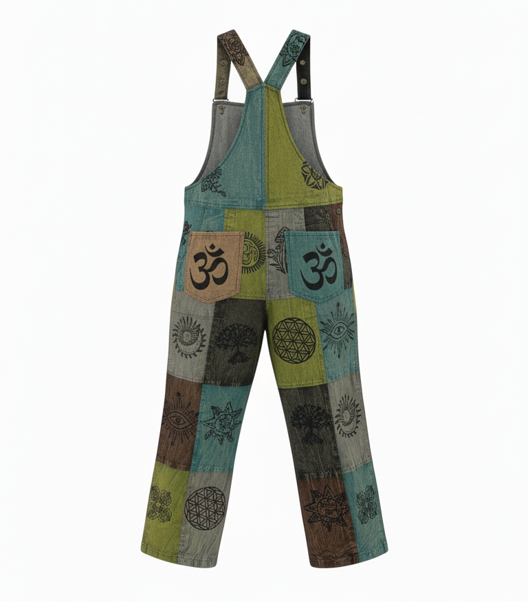 Boho Hippie Patchwork Dungarees – Handmade Cotton Overalls for Festivals | Bulk Wholesale