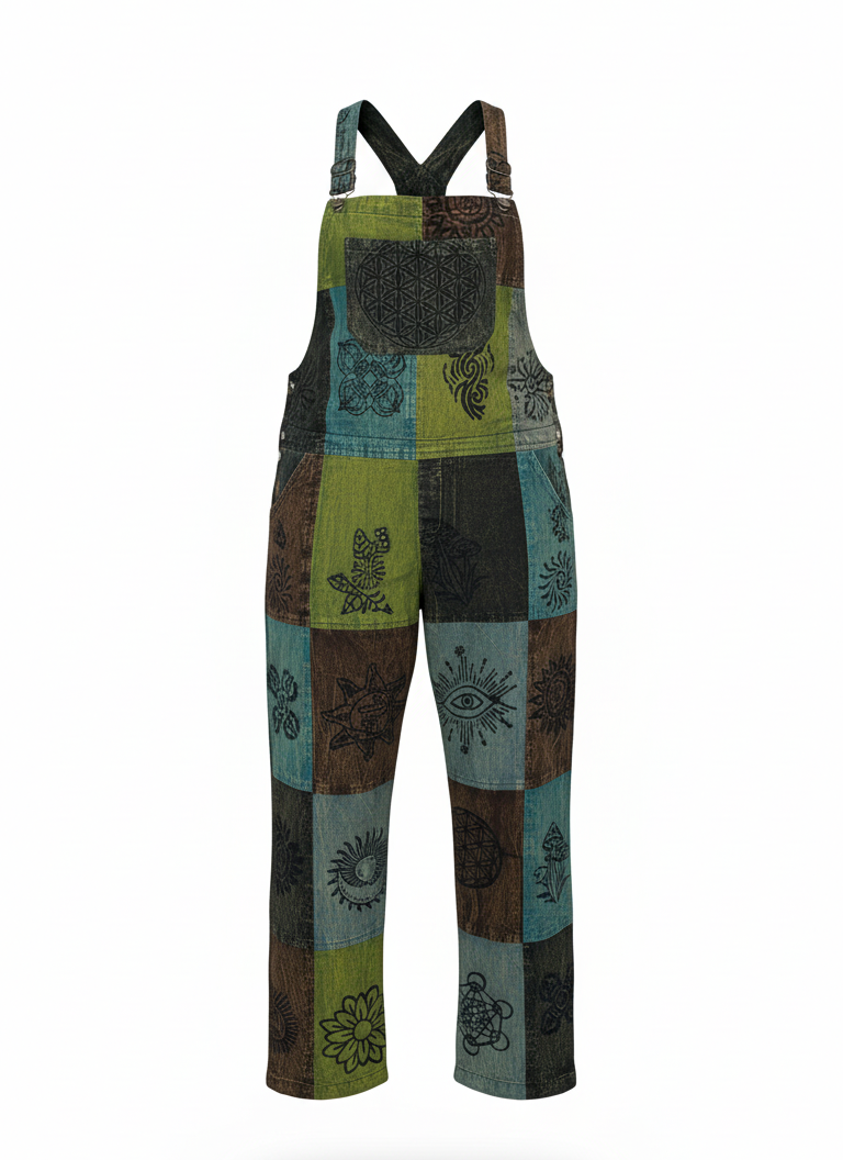 Artisan Cotton Patchwork Overalls – Handmade Hippie Bohemian Festival Wear | Nepal Wholesale
