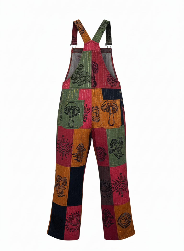 Handmade Festival Hippie Overalls – Colorful Cotton Patchwork Boho Dungarees | Wholesale