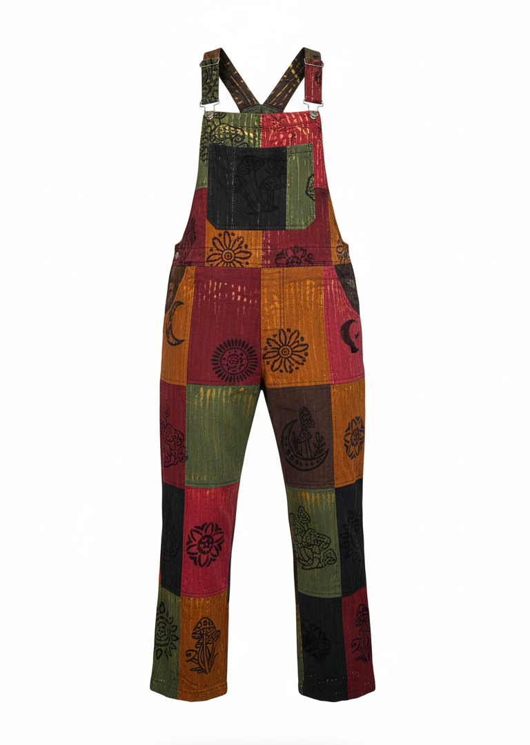 Unique Hippie Cotton Patchwork Overalls – Handmade Boho Dungarees | Wholesale Supplier