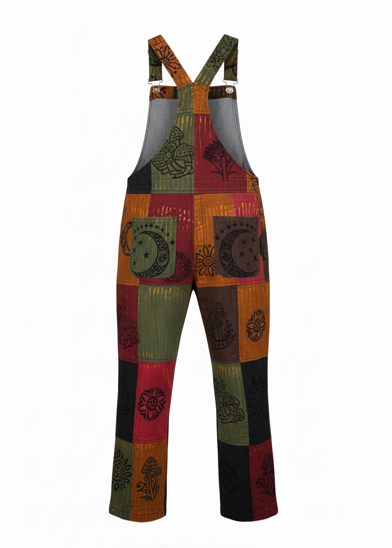 Unique Hippie Cotton Patchwork Overalls – Handmade Boho Dungarees | Wholesale Supplier