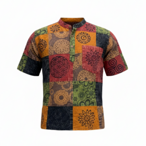 Boho Patch Print Half Shirt – Handmade Hippie Festival Wear | Wholesale Bulk Supplier