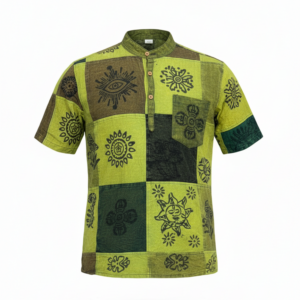 Vintage Patchwork Boho Half Sleeve Shirt – Colorful Hippie Festival Top | Wholesale Nepal