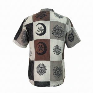 Retro Hippie Patch Print Half Shirt – Ethical Boho Festival Wear | Wholesale Supplier