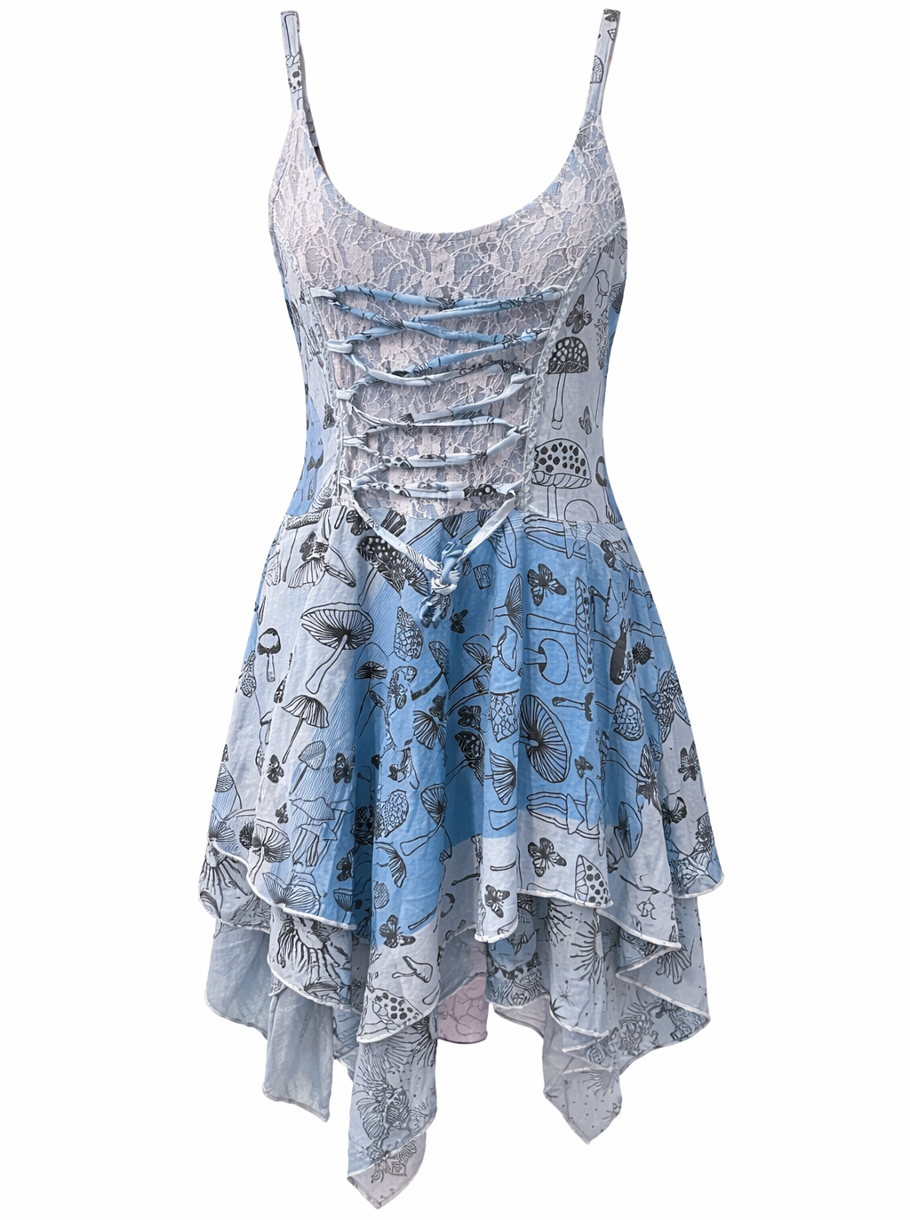 Hippie Sleeveless Summer Dress with Mushroom Print