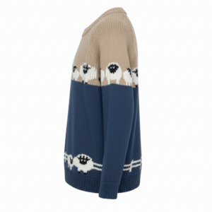 Hand-Knitted Himalayan Wool Jumper with Sheep Scene – Cozy Boho Winter Sweater | Wholesale Nepal