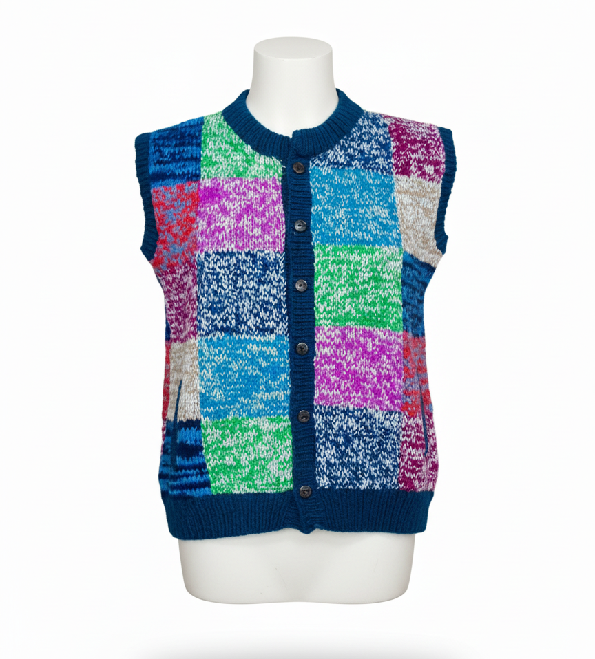 Eco Wool Patchwork Vest – Hand Knitted Boho Style | Bulk Wholesale