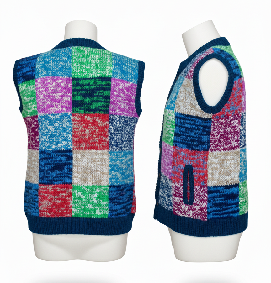 Eco Wool Patchwork Vest – Hand Knitted Boho Style | Bulk Wholesale