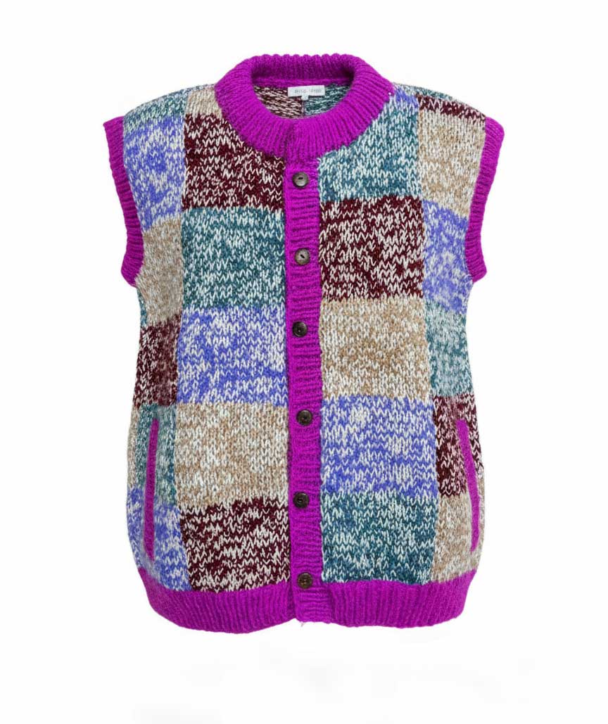 Hand Knitted Half Patchwork Wool Vest