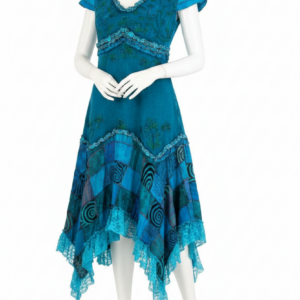 Ethnic Boho Sundress – Nepalese Handmade Batik Cotton Patchwork Dress