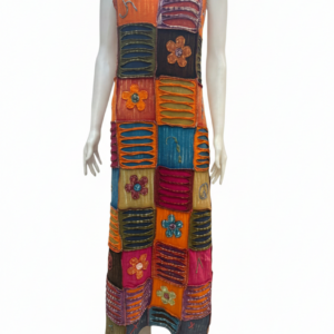 Women’s Razor Cut Patchwork Dress – Handmade Bohemian Cotton Outfit