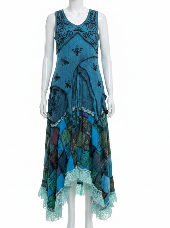 Handmade Boho Patchwork Maxi Skirt Set – Hippie Fairycore Festival Wear