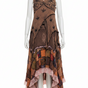 Gypsy Style Patchwork Dress Set – Bohemian Floral Paisley Maxi Outfit
