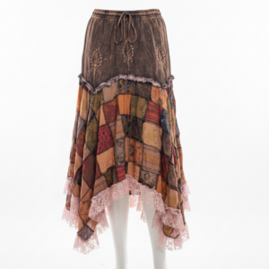 Handmade Patchwork Lace Hippie Skirt – Boho Gypsy Fashion from Nepal