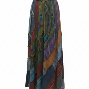 Vintage Patchwork Wrap Dress – Cotton Bohemian Festival Wear for Women
