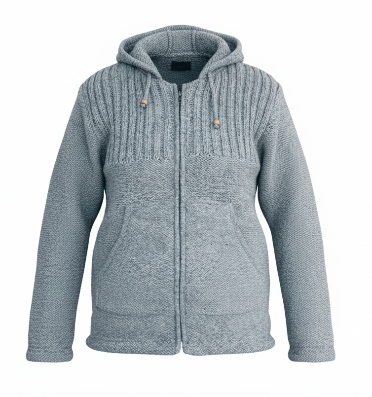 Handmade Sherpa Wool Jacket with Fleece Lining – Made in Nepal