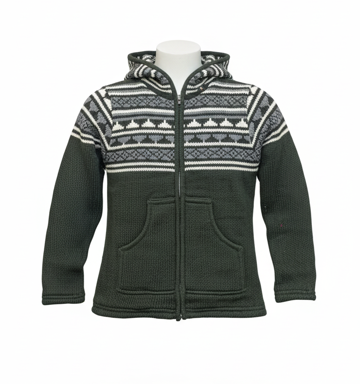 Nepalese Handmade Sherpa Wool Fleece-Lined Winter Jacket